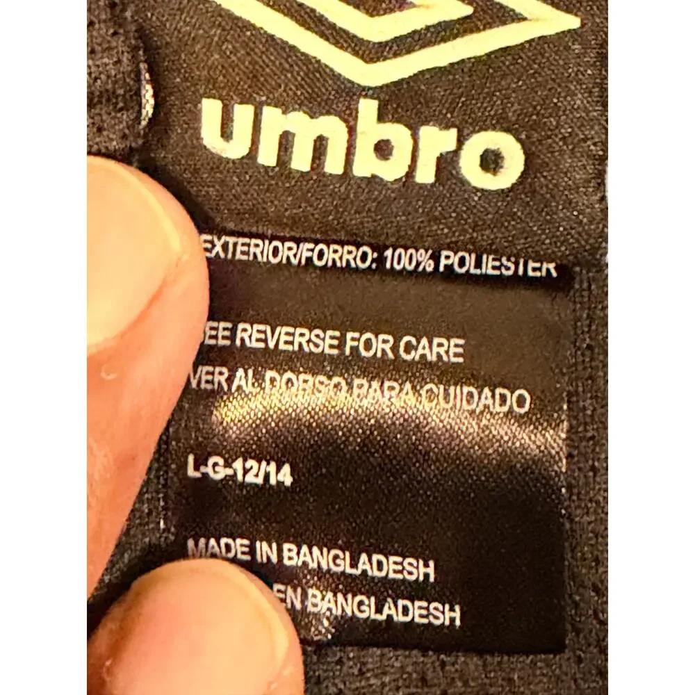 Umbro Boys L 12/14 Anorak Windbreaker Jacket Blue Black Hooded Pullover